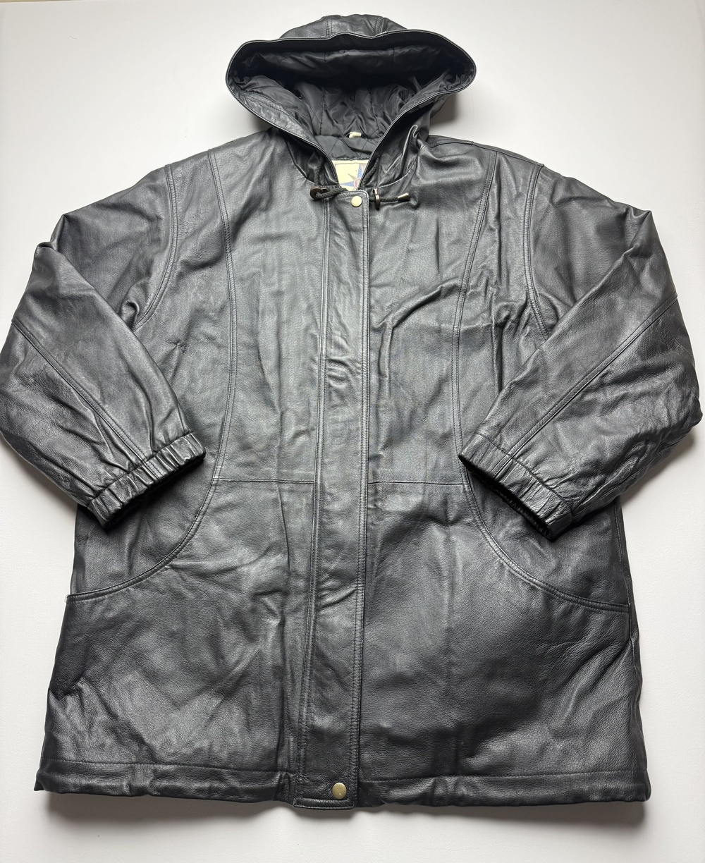 Middlebrook Park Coat Mens Large Black Leather Hooded Parka Insulated Outdoor